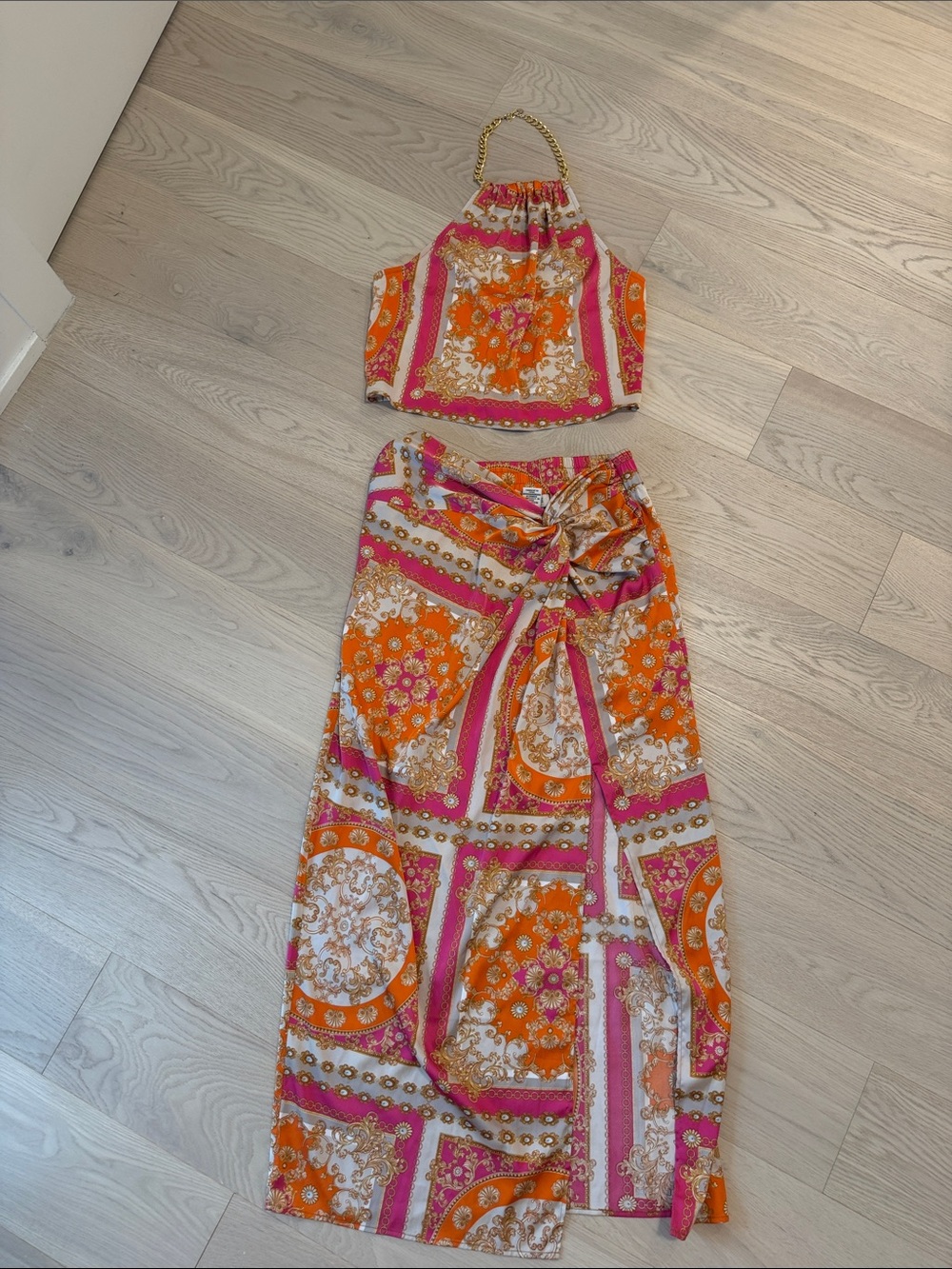 Rachel Zoe Pink & Orange Baroque Print Two piece set
